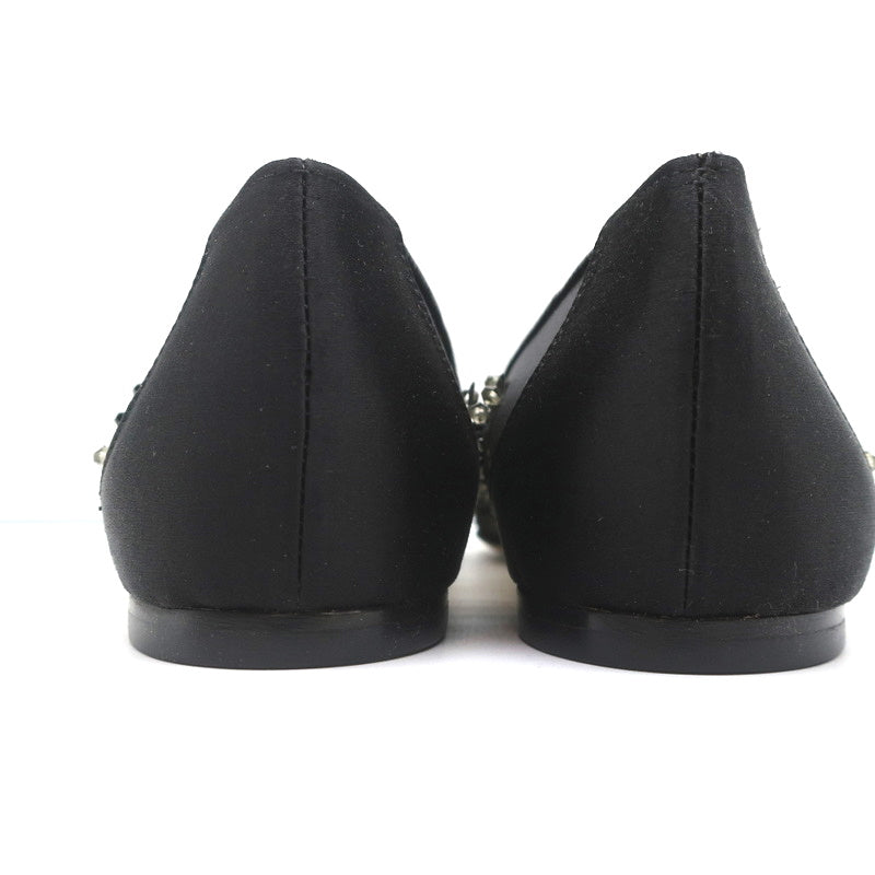 Jimmy Choo Romy Flats Black Embellished Mesh & Satin Size 37 NEW