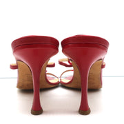 Jimmy Choo Ring Slide Sandals Red Leather Size 41 Open Toe Heels