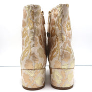 Dolce & Gabbana Ankle Boots Gold Metallic Brocade Size 39 Low Heel Booties NEW