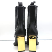 Proenza Schouler Gold Heel Chelsea Boots Black Leather Size 36.5 NEW