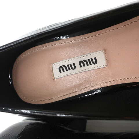 Miu Miu Chain Link Loafers Black Patent Leather Size 36.5 NEW