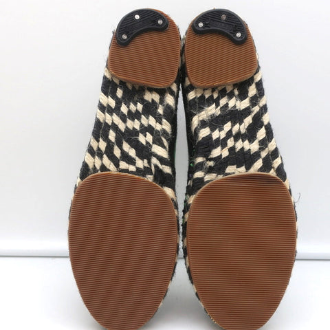 Proenza Schouler Espadrilles Black Floral Print Canvas Size 6 Slip-On Flats