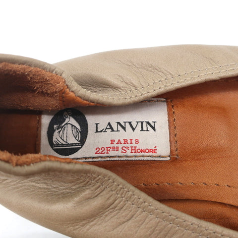 Lanvin Cap Toe Ballet Flats Taupe/Brown Two-Tone Leather Size 38.5