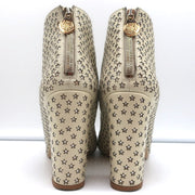 Charlotte Olympia Alba Star Ankle Boot Cream Crystal-Embellished Leather Size 38