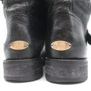 Jimmy Choo Youth Biker Boots Black Leather Size 38 Buckled Ankle Boots