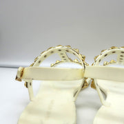 Stuart Weitzman Jelrose Studded Jelly Sandals Cream/Gold Size 7 Flat Slingback