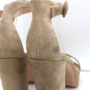 Gianvito Rossi Platform Sandals Bisque Suede Size 36 Ankle Strap Heels