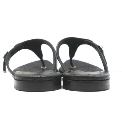 Christian Dior Cannage Thong Sandals Black Leather Size 35.5 Flat Slides