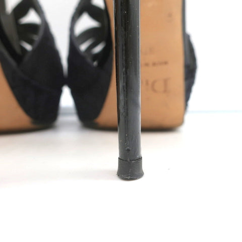 Christian Dior Platform Cut-Out Sandals Black Snakeskin & Patent Size 37.5