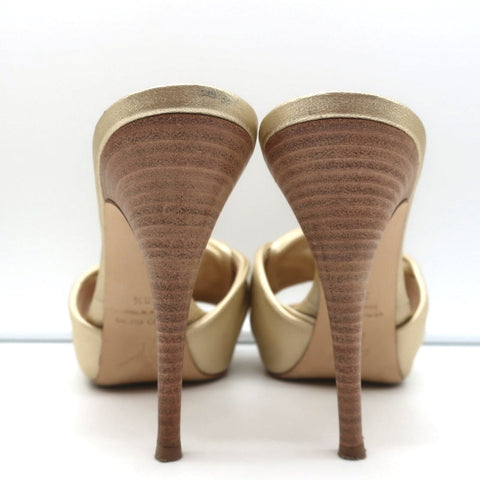 Giuseppe Zanotti Knotted Platform Mule Sandals Gold Metallic Leather Size 38.5
