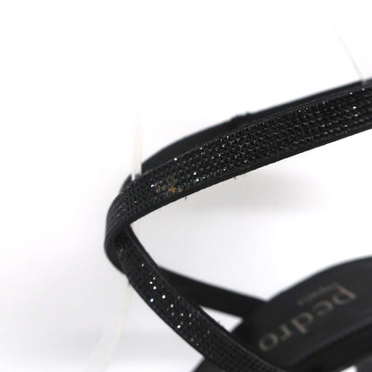Pedro Garcia Ankle Strap Sandals Clara Black Crystal-Embellished Satin Size 37