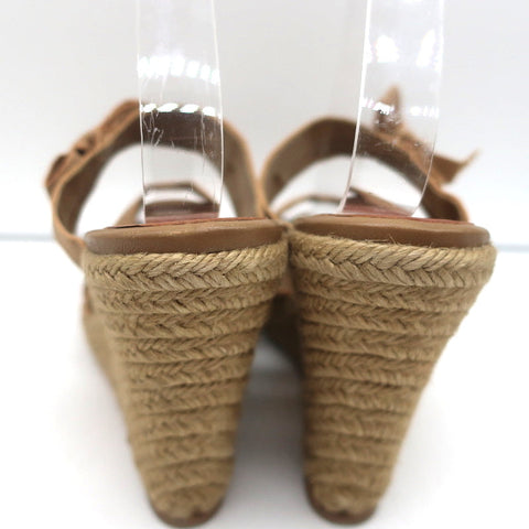 Christian Louboutin Delfin 120 Platform Espadrille Wedges Brown Ribbon Size 40