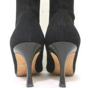 Manolo Blahnik Pascalare Knee High Boots Black Stretch Suede Size 38.5