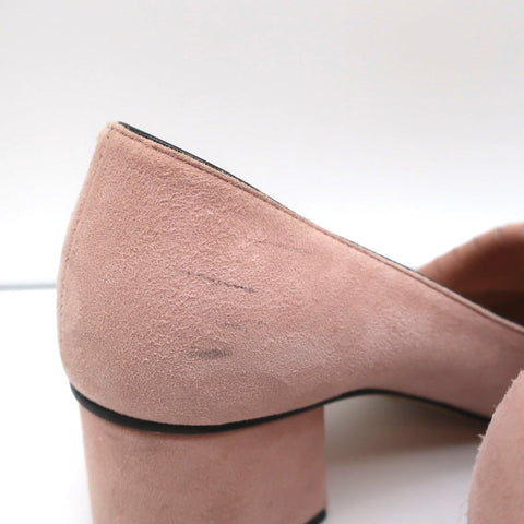 Gucci Marmont Mid-Heel Pumps Light Pink Fringed Suede Size 38