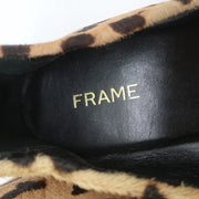 Frame Square Toe Ballet Flats Le Sunset Leopard Print Calf Hair Size 37.5