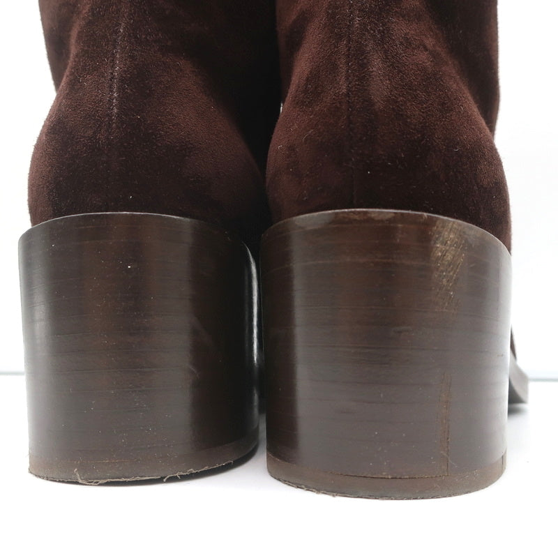 Gianvito Rossi Block Heel Ankle Boots Dark Brown Suede Size 38
