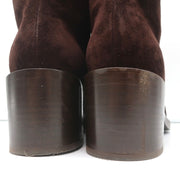Gianvito Rossi Block Heel Ankle Boots Dark Brown Suede Size 38