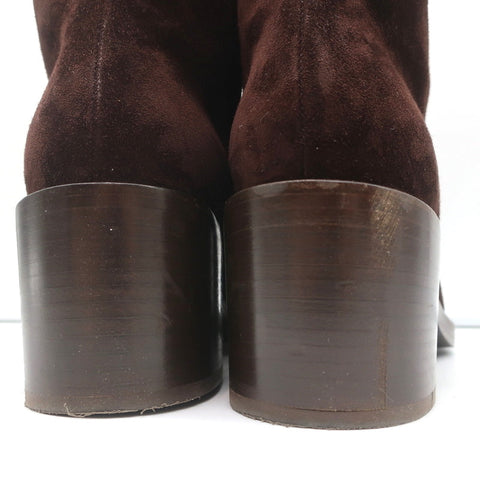 Gianvito Rossi Block Heel Ankle Boots Dark Brown Suede Size 38