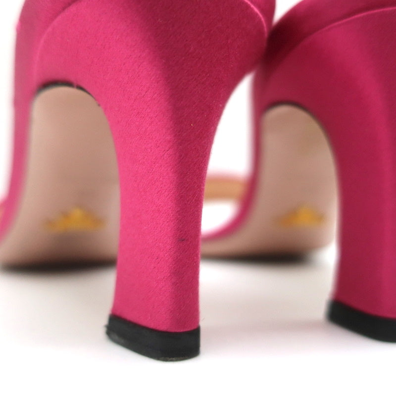 Prada Ombre Sequin Mules Fuchsia Satin Size 38 Open Toe Slide Sandals