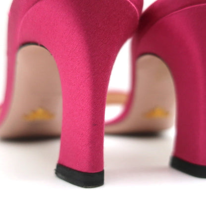 Prada Ombre Sequin Mules Fuchsia Satin Size 38 Open Toe Slide Sandals