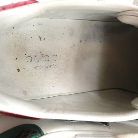 Gucci Ace Stars Low Top Sneakers White & Metallic Leather Size 36
