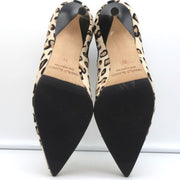 Manolo Blahnik Chelsea Booties Dildi Cream Leopard Print Calf Hair Size 38 NEW