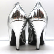 Balenciaga Broken Mirror Heels Silver Metallic Leather Size 37.5 Point-Toe Pumps
