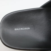 Balenciaga Mallorca Platform Slide Sandals Black Leather Size 37 NEW