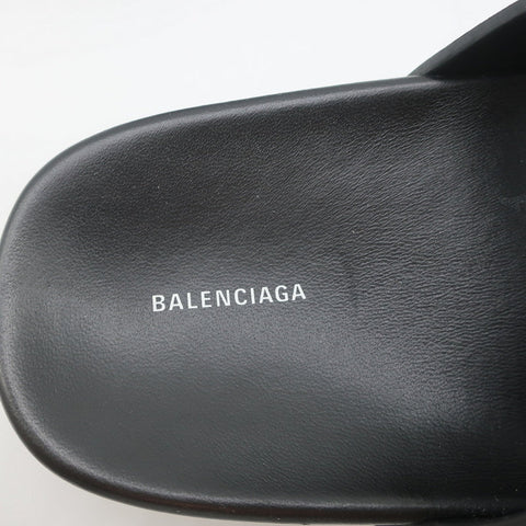 Balenciaga Mallorca Platform Slide Sandals Black Leather Size 37 NEW