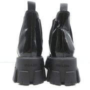 Prada Monolith Chelsea Boots Black Patent Leather Size 36