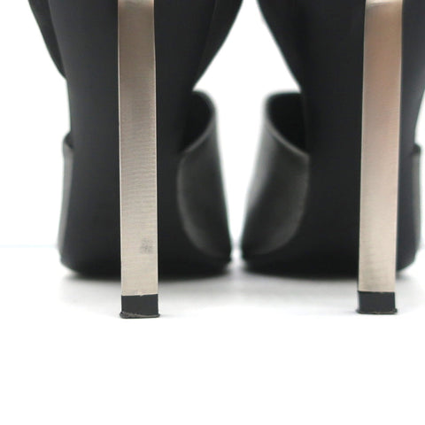 Vic Matie Metal Heel Pumps Black Nubuck & Silver Metallic Leather Size 37.5