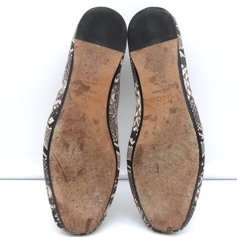 Vince Loafers Paz Gray/Cream Snake-Print Leather Size 7 Slip-On Flats