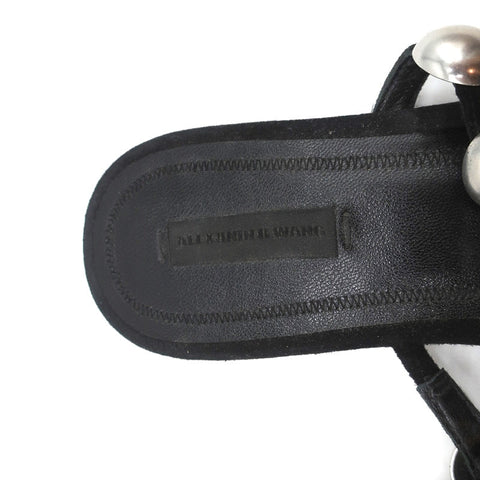 Alexander Wang Amelia Mules Black Studded Suede Size 37 Caged Sandals