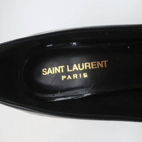 Saint Laurent Paris 80 Pumps Black Patent Leather Size 37.5 Pointed Toe Heels