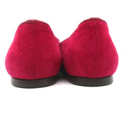 Alexander McQueen Sequin Skull Loafers Magenta Suede Size 37 Slip-On Flats
