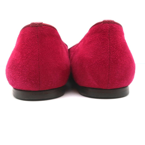 Alexander McQueen Sequin Skull Loafers Magenta Suede Size 37 Slip-On Flats