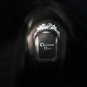 Christian Dior CD Chain Embellished Ankle Boots Black Leather Size 36 High Heel