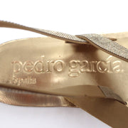 Pedro Garcia Crystal Thong Sandals Zulmar Gold Satin Size 38 Slingback Flats
