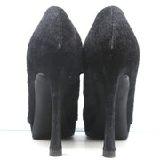 Yves Saint Laurent Platform Booties Navy/Black Leopard Print Pony Hair Size 38