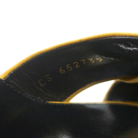 Saint Laurent Bianca Knot Mules Mustard Yellow Leather Size 36.5 Slide Sandals