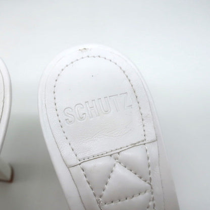 Schutz Fryda Mules White Quilted Leather Size 9 Open Toe Sandals NEW