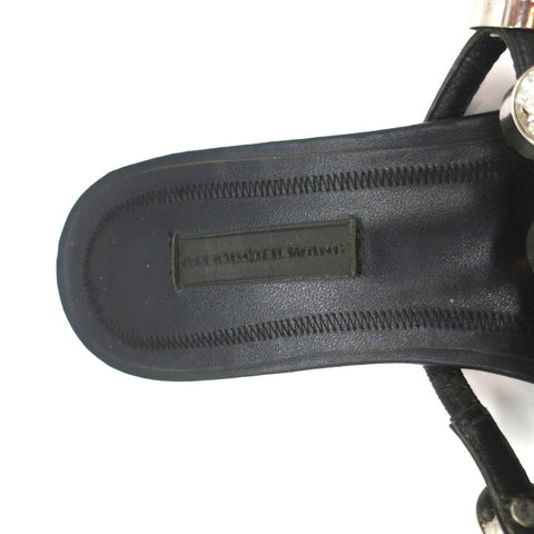 Alexander Wang Amelia Crystal-Studded Mules Black Leather Size 39 Caged Sandals