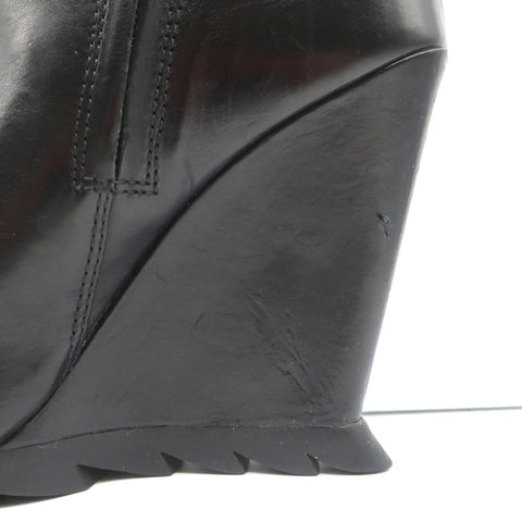 Camilla Skovgaard Saw-Sole Wedge Booties Black Leather Size 36 Ankle Boots