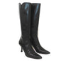 Stuart Weitzman Bonjour Knee High Boots Black Leather Size 6 Pointed Toe Heel