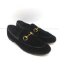 Gucci Jordaan Horsebit Loafers Black Velvet Size 37.5