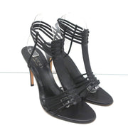 Gucci Tom Ford T-Strap Sandals Black Leather Size 8 Open Toe Heels
