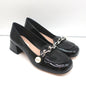 Miu Miu Chain Link Loafers Black Patent Leather Size 36.5 NEW