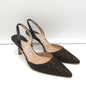 Manolo Blahnik Carolyne Slingback Pumps Leopard Jacquard & Patent Size 38.5