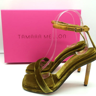 Tamara Mellon Stellar Sandals Topaz Crystal-Embellished Velvet Size 37 NEW