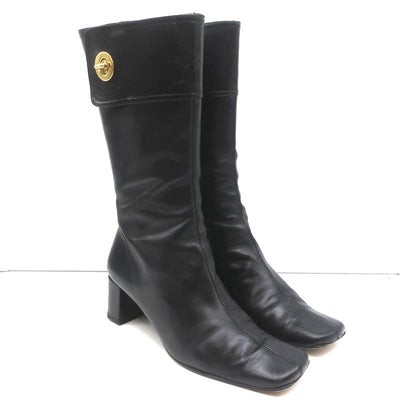 Coach Onnette Turn Lock Boots Black Leather Size 6